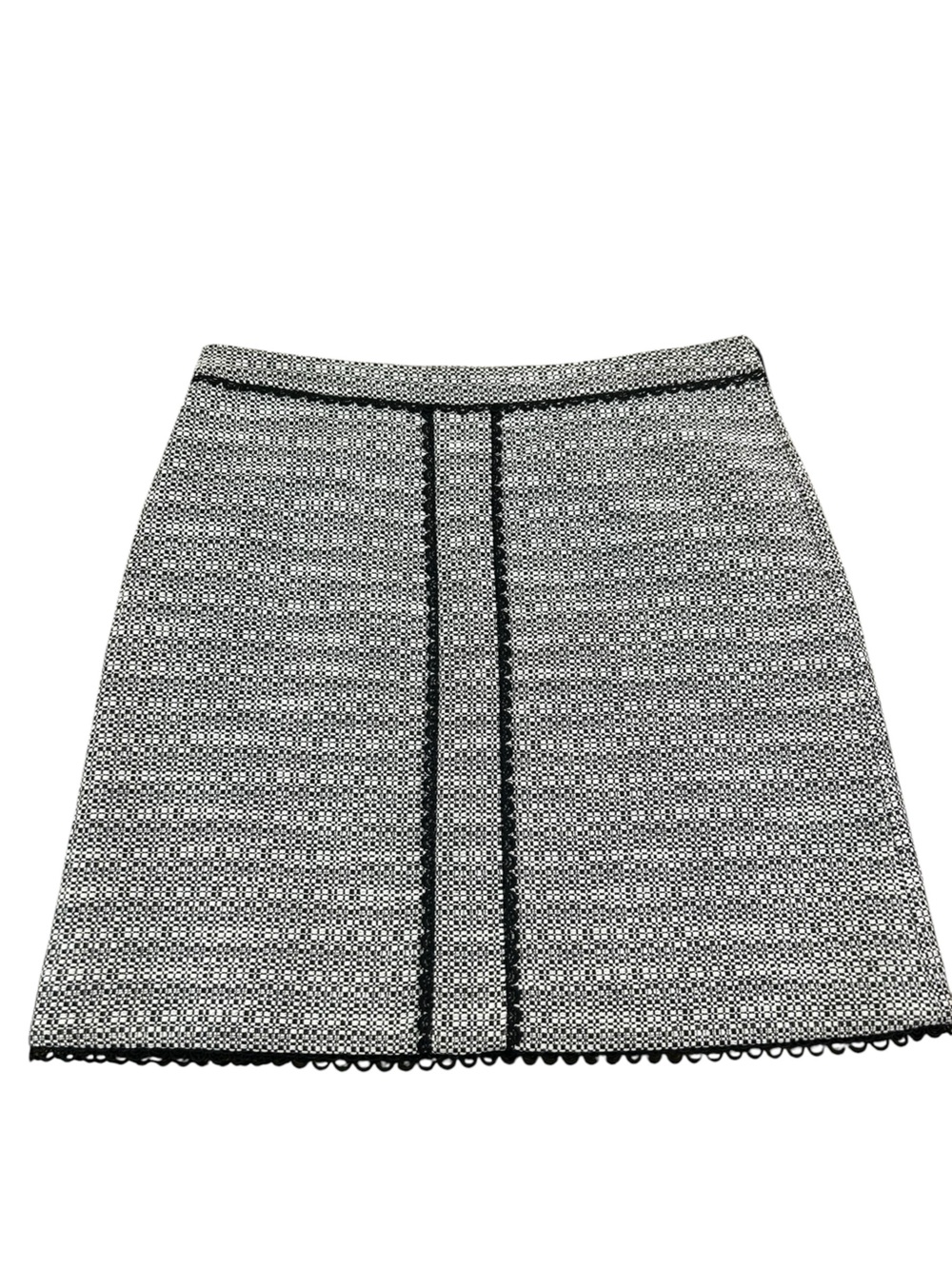 KARL LAGERFELD Paris NWT Black White Tweed Mini Skirt Scallop Trim Sz 10 Chic